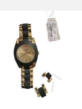 Kate Spade Gold and Black Watch with Extra Links-Preowned